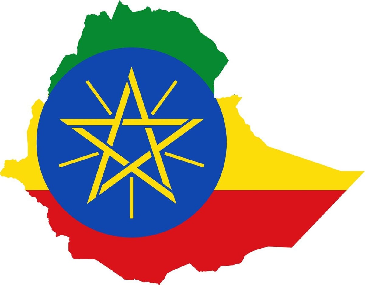 карта на Етиопија знаме