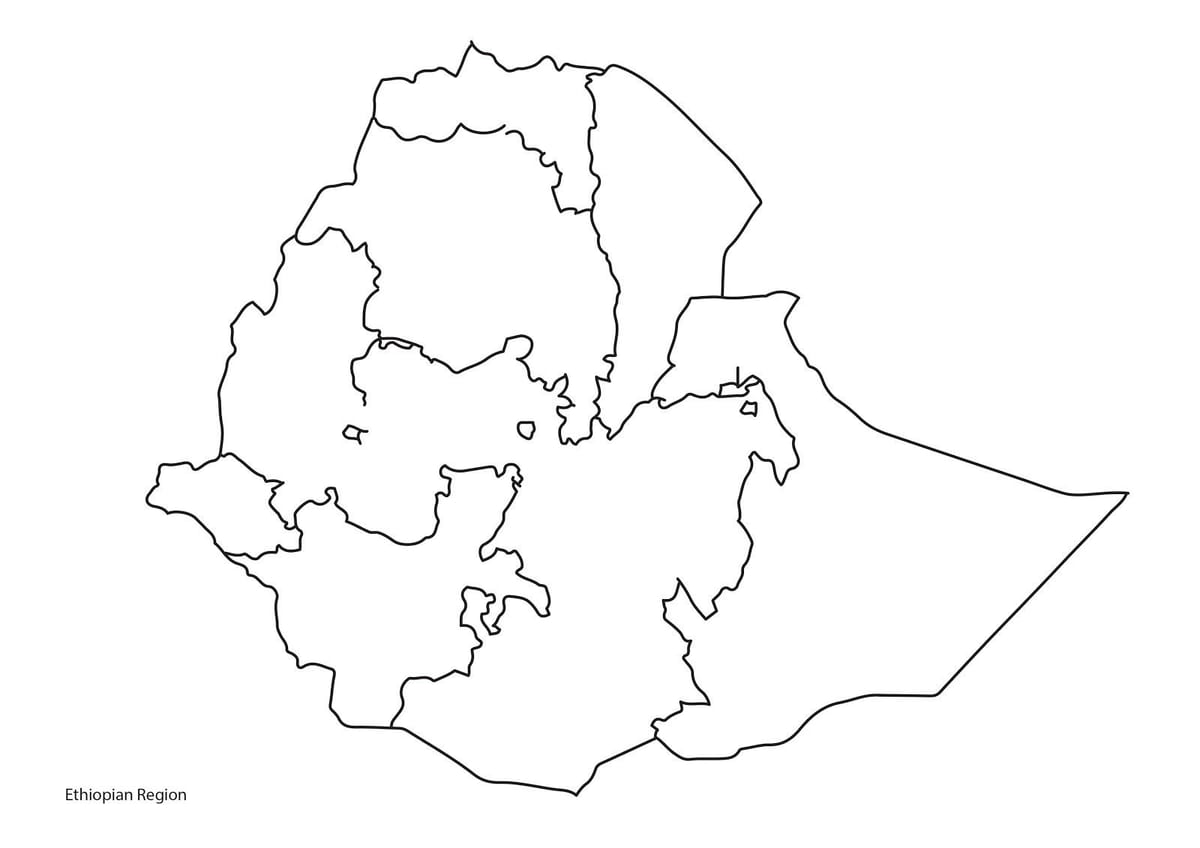празно карта на Етиопија