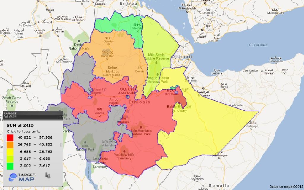 Етиопија провинции на мапата