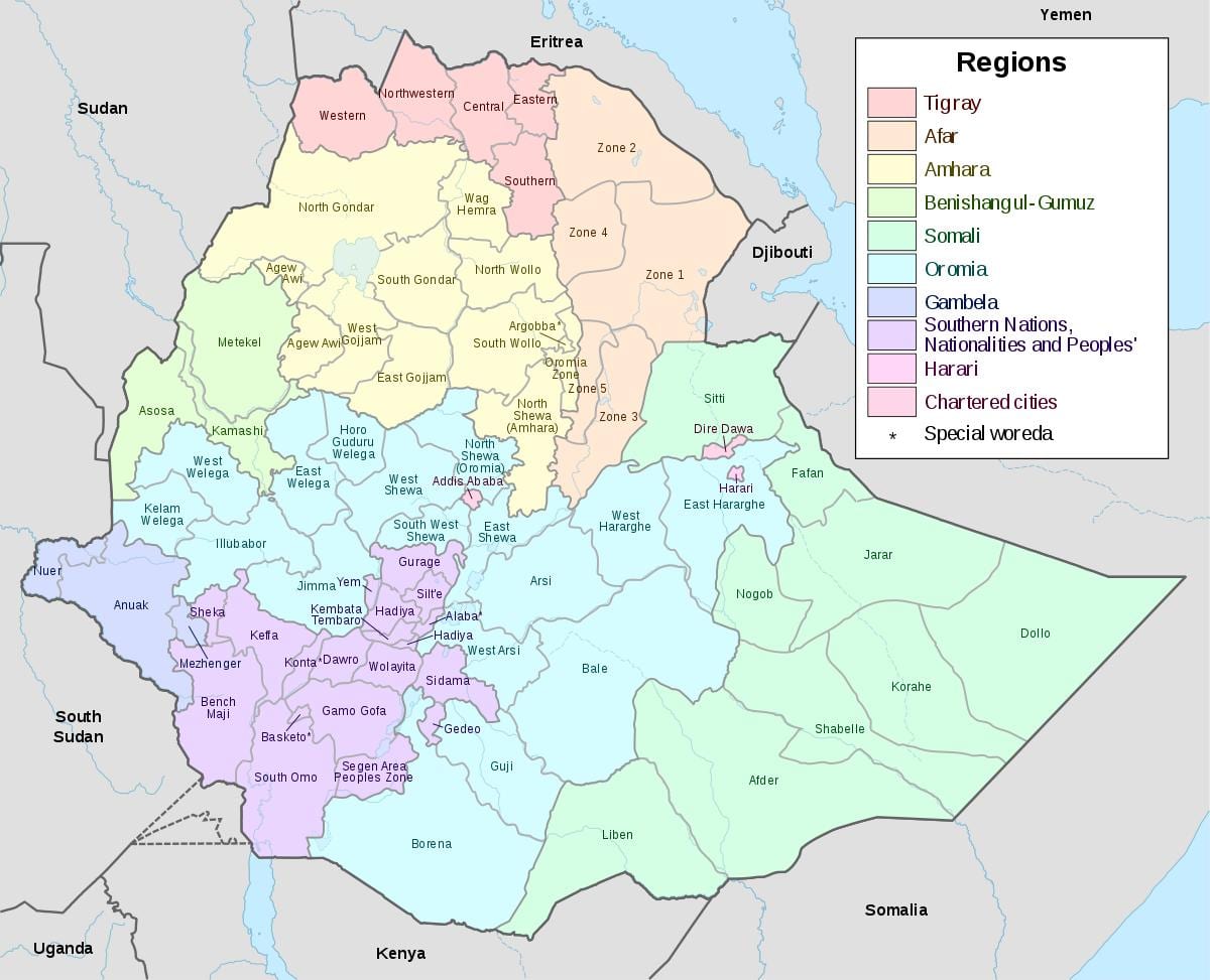hawassa Етиопија мапа