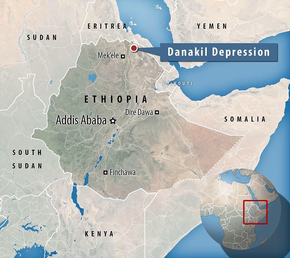 danakil депресија Етиопија мапа