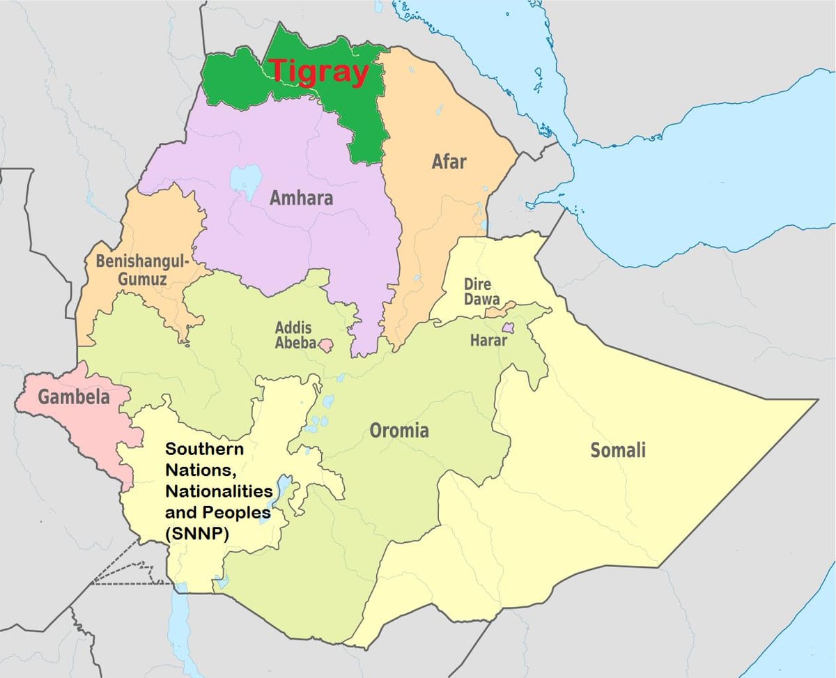 Етиопските tigray мапа