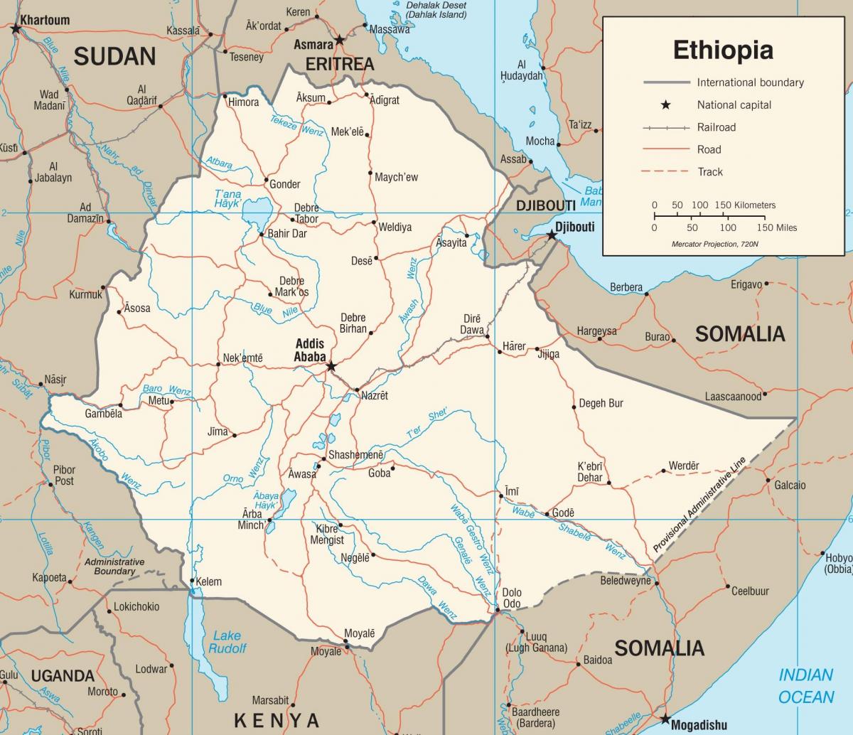 нови Етиопија мапа