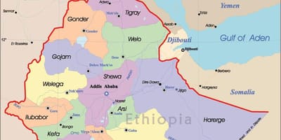 Етиопија карта со градови