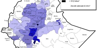Етиопија густината на население мапа
