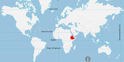 Мапата на светот Етиопија локација