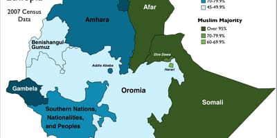 Карта на Етиопија религија