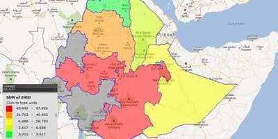 Етиопија провинции на мапата