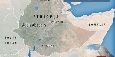 Danakil депресија Етиопија мапа