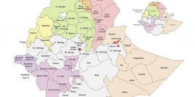 Етиопските мапата по регион